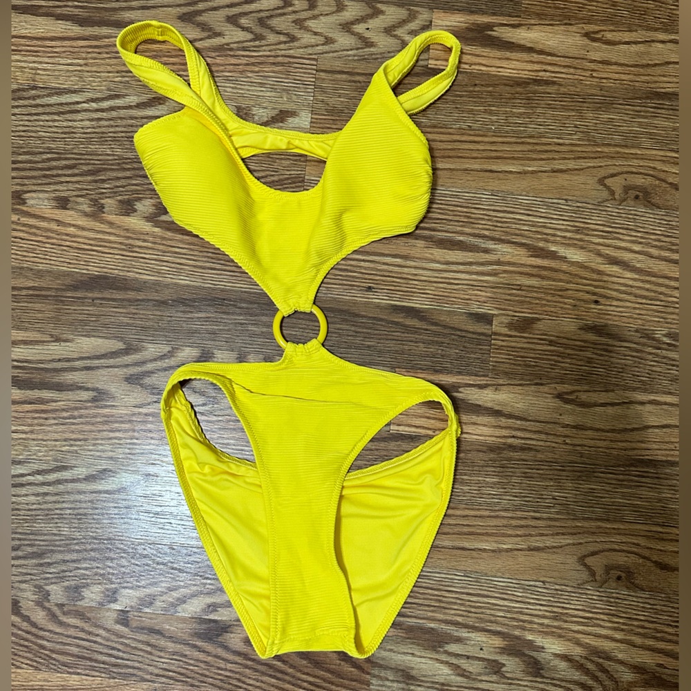 Yellow one piece bathing suit